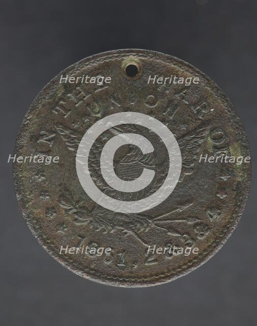Identification tag for Cornelius Robinson, with American eagle, 1864. Creator: Unknown.