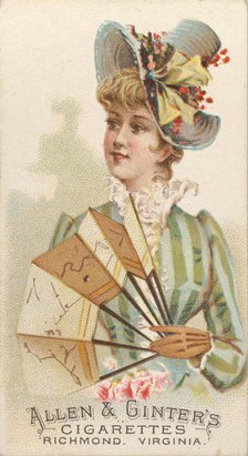 Plate 40, from the Fans of the Period series (N7) for Allen & Ginter Cigarettes Brands, 1889. Creator: Allen & Ginter.