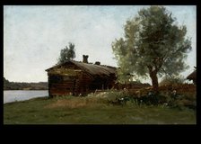 Uko's cabin, motif from Tuulos, 1870. Creator: Hjalmar Munsterhjelm.