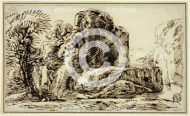 Rocks, Trees, and River, n.d. Creator: Franz Kobell.