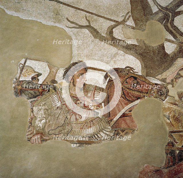 Roman mosaic of Alexander the Great at the Battle of Issus, Pompeii, Italy, (1st century AD).  Creator: Unknown.