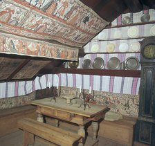 Living room of 18th century Swedish farmstead. Artist: Unknown