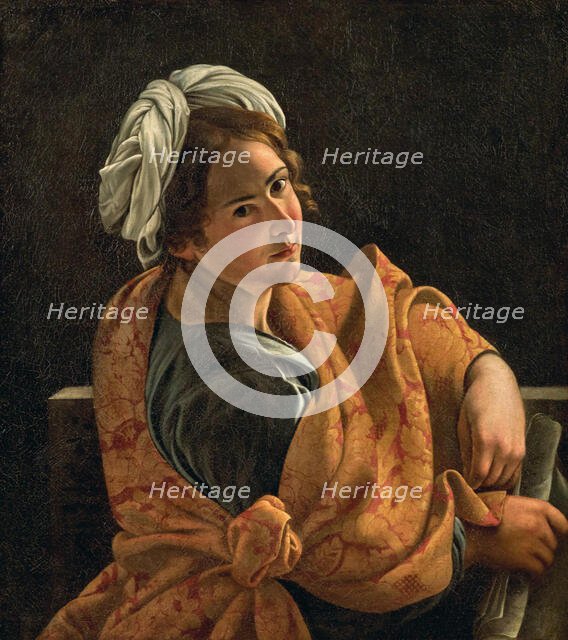 Portrait of a Young Woman as Sibyl. Creator: Gentileschi, Orazio (1563-1638).
