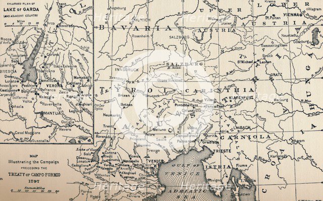 'Map Illustrating the Campaign Preceding the Treaty of Campo-Formio, 1797', (1896). Artist: Unknown.