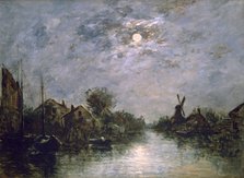'Dutch Channel in the Moonlight', c1840-1891. Artist: Johan Barthold Jongkind