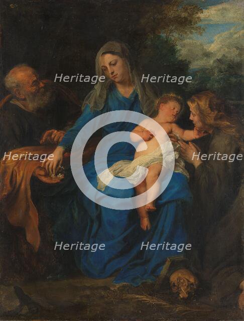 The Holy Family with a Female Saint in Adoration, c.1630-c.1650. Creator: Follower of Anthony van Dyck.