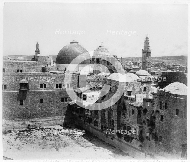 Pool of Hezekiah, Church of the Holy Sepulchre, and Hospice of the Knights of St. John, Between 1860 and 1880.