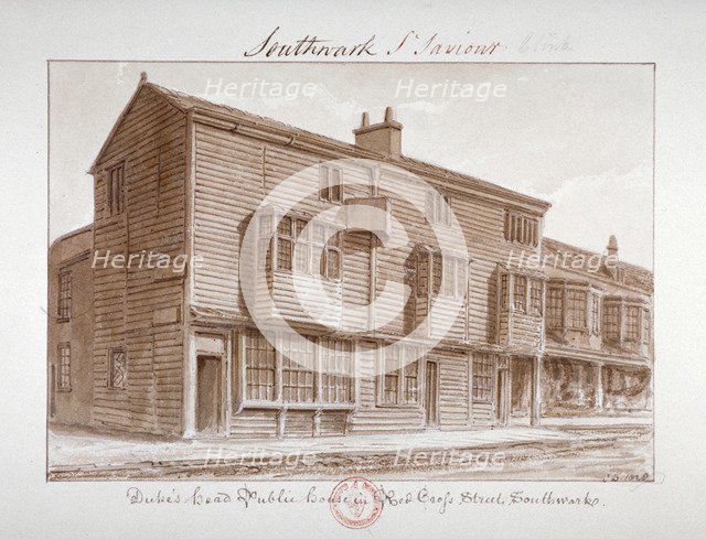 'Duke's Head Public House in Red Cross Street, Southwark', London, 1828. Artist: John Chessell Buckler