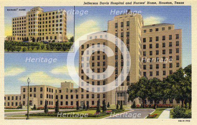 Jefferson Davis Hospital and nurses' home, Houston, Texas, USA, 1940. Artist: Unknown