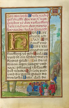 Border with Joseph Being Sold by His Brothers, about 1525-1530. Creator: Simon Bening.