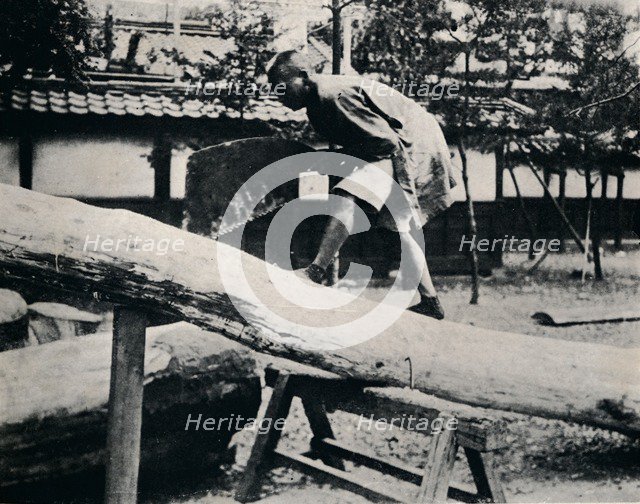 'Sawing and planing are made with a pulling instead of a driving motion', c1900, (1921). Artist: Julian Leonard Street.