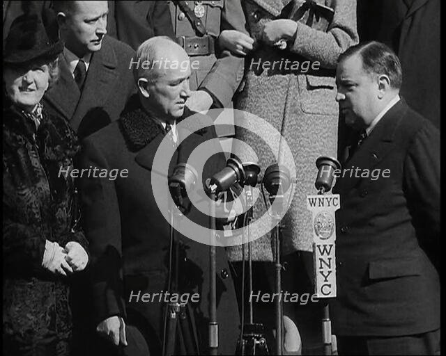 Fiorello H. La Guardia, Mayor of New York City Introducing Edvard Benes, Former President..., 1930s. Creator: British Pathe Ltd.