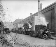 Loaded lorries outside Hampton's Munitions Works, Lambeth, London, 1914-1918. Artist: Bedford Lemere and Company