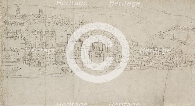 Panorama of London as seen from Southwark: The Tower, 1554. Artist: Anthonis van den Wyngaerde.