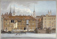 Queenhithe flour wharf, City of London, 1801. Artist: Charles Tomkins