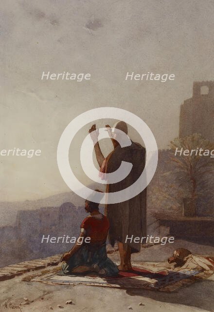 Muslims at Prayer on Housetop, 1867. Creator: Alberto Pasini.