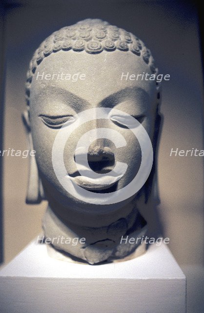 Stone head of Buddha, Gupta, India, 5th century. Artist: Unknown