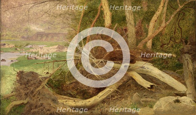 Wooded Landscape with Bridge, ca. 1860-1870. Creator: Unknown.