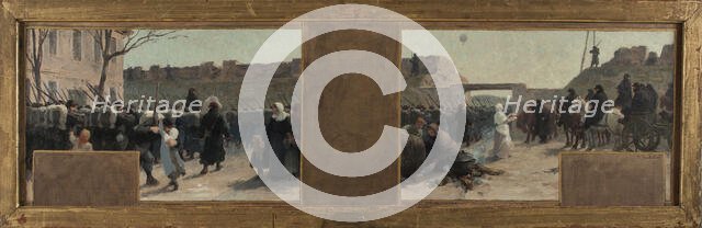 Esquisse pour le cabinet du Préfet à l'Hôtel de Ville : La sortie des troupes durant Le..., 1889. Creator: Paul Albert Baudouin.