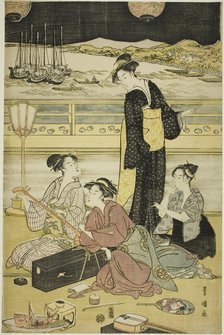 Evening party at Shinagawa, c. 1790. Creator: Utagawa Toyokuni I.