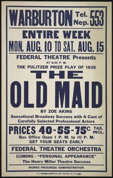 The Old Maid, [Yonkers, NY?], [193-].  Creator: Unknown.