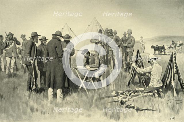 'Boers Taking the Oath of Neutrality at Greylingstad', 1901. Creator: Henry Marriott Paget.