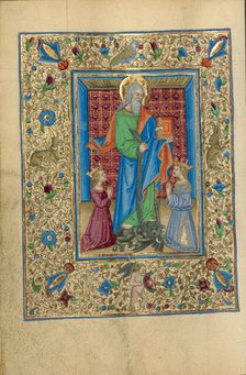 Saint Bartholomew with a Kneeling King and Queen; Book of Hours, about 1460. Creator: Unknown.