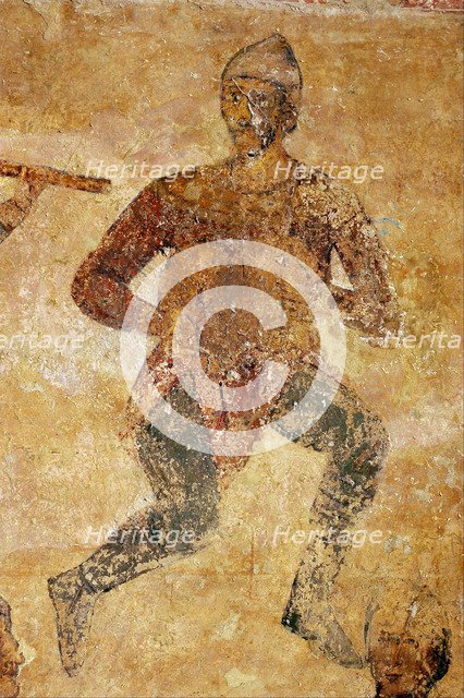 Musicians and acrobats (detail). Artist: Ancient Russian frescos  