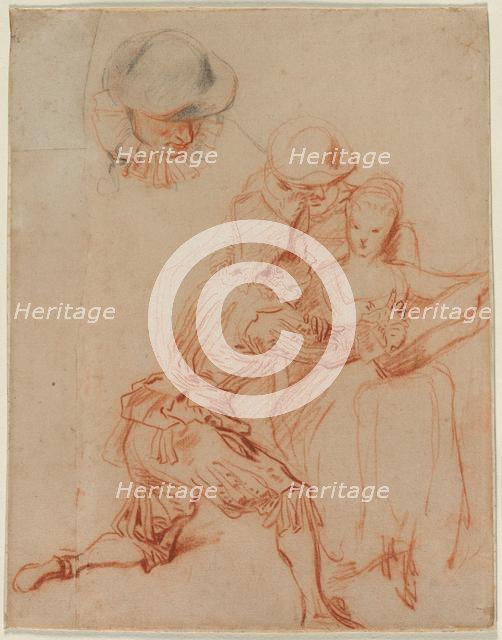 Study for "The Romancer" (Le Conteur), c. 1716. Creator: Jean Antoine Watteau (French, 1684-1721).
