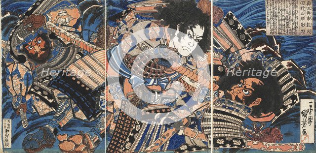 Sanada no Yoichi Yoshihisa and Matano no Goro Kagehisa, ca 1835. Creator: Kuniyoshi, Utagawa (1797-1861).