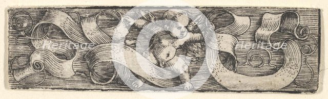 Boy Stepping to the Right over Banderoles, mid-17th century. Creator: Barthel Beham.