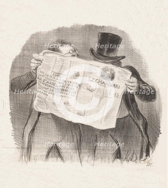La Lecture du Charivari, 1840.  Creator: Honore Daumier.