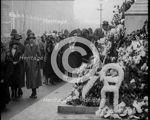 Crowds of People Filing Past the Cenotaph, 1920s. Creator: British Pathe Ltd.