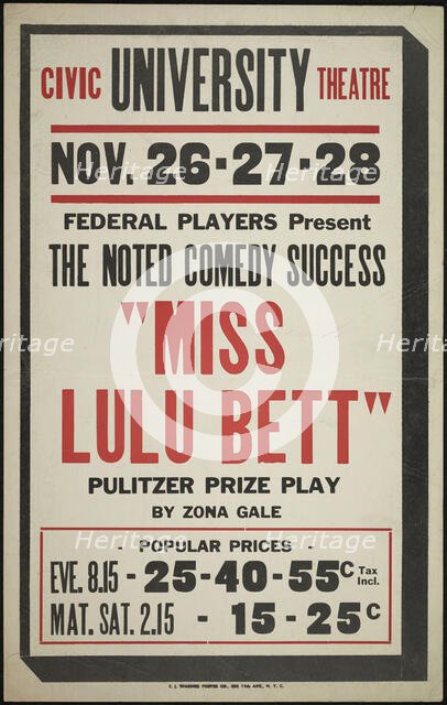 Miss Lulu Bett, Syracuse, NY, 1936. Creator: Unknown.