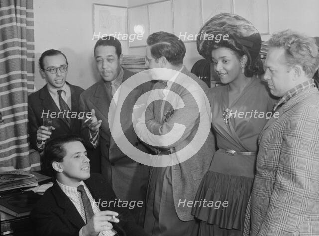 Portrait of Ahmet M. Ertegun, Nesuhi Ertegun, Duke Ellington, William P. Gottlieb..., Maryland, 1941 Creator: Delia Potofsky Gottlieb.