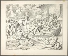 Charon's Bark with Souls Crossing the Styx, plate two from Darstellungen aus Dante's..., 1808-09. Creator: Joseph Anton Koch.