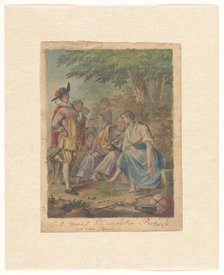 Design for wallpaper or painting with the Spanish Heidin Preciosa and Don Juan, 1719-1775 Creator: Ruik Keyert.