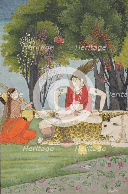 Shiva enraged by Parvati's interruption of his meditation, early 19th century. Creator: Unknown.