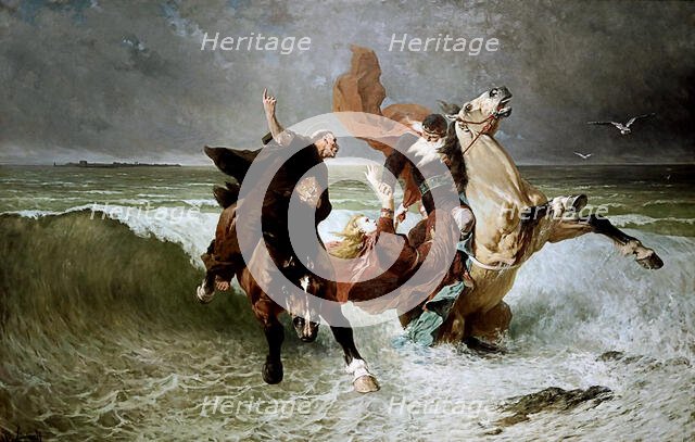 Flight of King Gradlon, c1884. Creator: Luminais, Évariste Vital (1822-1896).