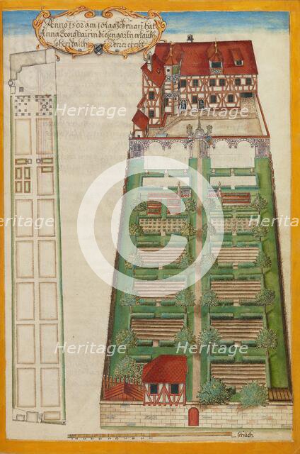 The Nuremberg Residence and Garden of Magdalene Pairin, about 1626-1711. Creator: Georg Strauch.