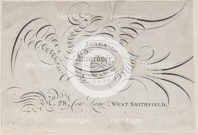 Trade Card for Jones, Engraver and Printer, 19th century. Creator: Anon.