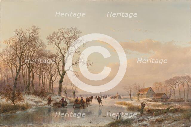 A Frozen Canal near the River Maas, 1867. Creator: Andreas Schelfhout.