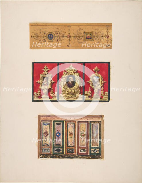 Designs for panels, 19th century. Creators: Jules-Edmond-Charles Lachaise, Eugène-Pierre Gourdet.