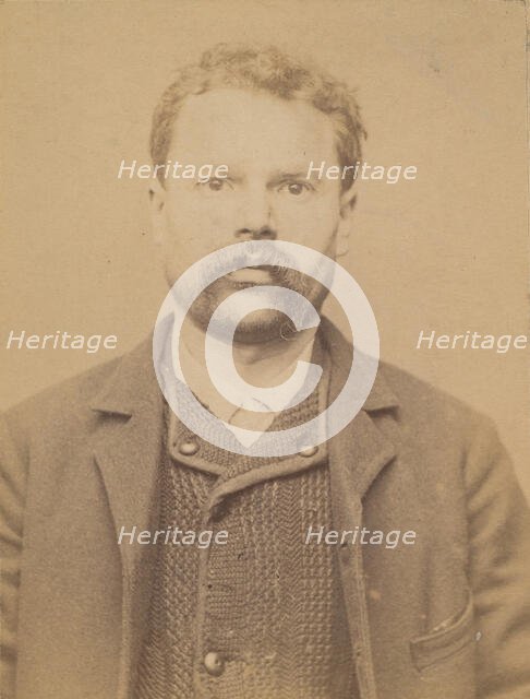 Widcoq. Fulgence, Ignace. 36 ans, né à Fressenneville (Somme). Mécanicien. Anarchiste. 10/..., 1894. Creator: Alphonse Bertillon.