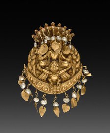 Earring with Four-Armed Vishnu Riding Garuda with Nagas (serpent divinities), 1600s or 1700s. Creator: Unknown.