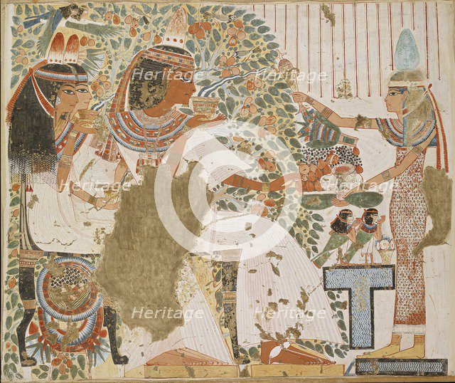 Copy of wall painting, private tomb 51 of Userhet, Thebes, 20th century. Artist: Anna (Nina) Macpherson Davies.