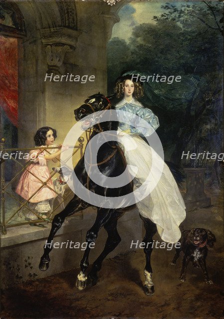 'Horsewoman, Portrait of Giovanina and Amazillia Pacini', 1832.  Artist: Karl Briullov