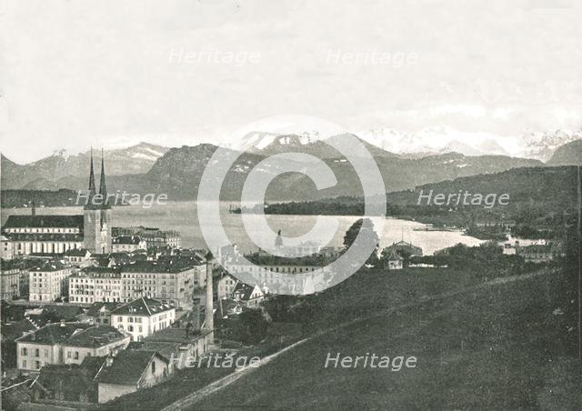 View of Lucerne and its mountains, Switzerland, 1895.  Creator: W & S Ltd.