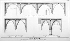 Sectional views of St Michael's Crypt, Aldgate Street, London, c1830(?). Artist: J Emslie & Sons