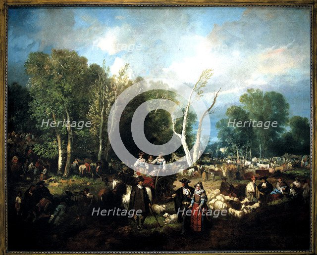 Cattle fair' oil by Eugenio Lucas.